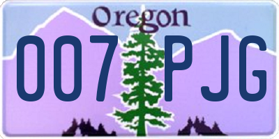 OR license plate 007PJG