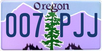 OR license plate 007PJJ