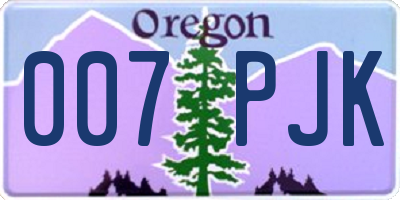 OR license plate 007PJK