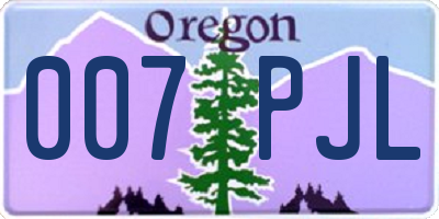 OR license plate 007PJL