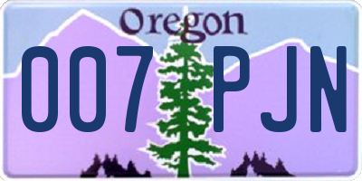 OR license plate 007PJN
