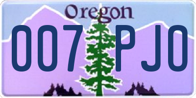 OR license plate 007PJO