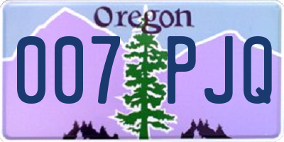 OR license plate 007PJQ