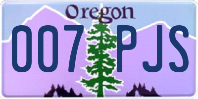 OR license plate 007PJS