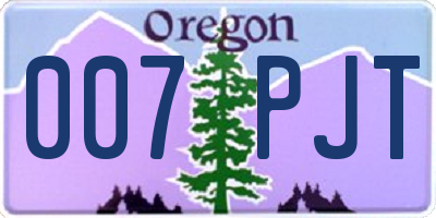 OR license plate 007PJT