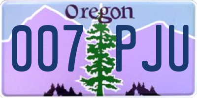 OR license plate 007PJU