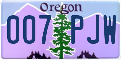 OR license plate 007PJW
