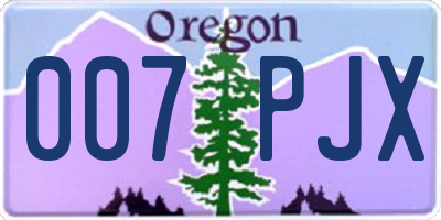 OR license plate 007PJX