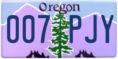 OR license plate 007PJY