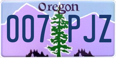 OR license plate 007PJZ
