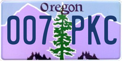 OR license plate 007PKC