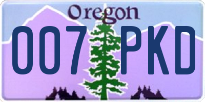 OR license plate 007PKD