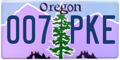 OR license plate 007PKE
