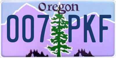OR license plate 007PKF