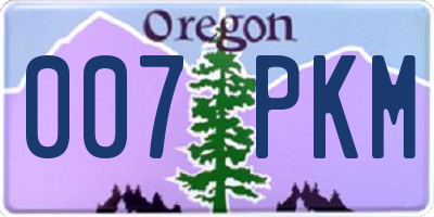 OR license plate 007PKM