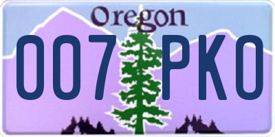 OR license plate 007PKO