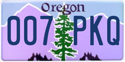 OR license plate 007PKQ