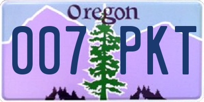 OR license plate 007PKT