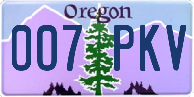 OR license plate 007PKV