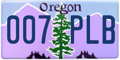 OR license plate 007PLB