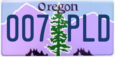 OR license plate 007PLD