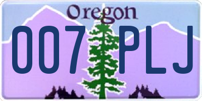OR license plate 007PLJ