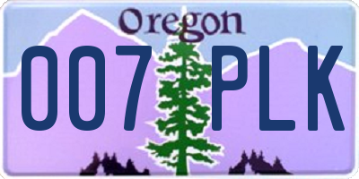 OR license plate 007PLK