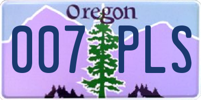 OR license plate 007PLS