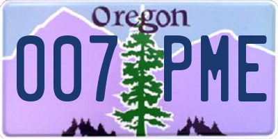 OR license plate 007PME