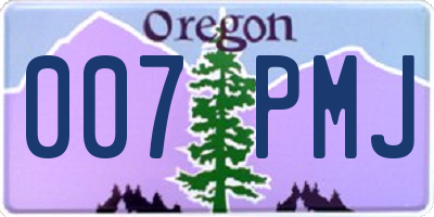 OR license plate 007PMJ