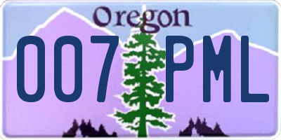 OR license plate 007PML