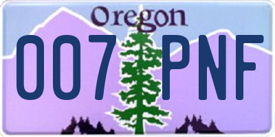 OR license plate 007PNF
