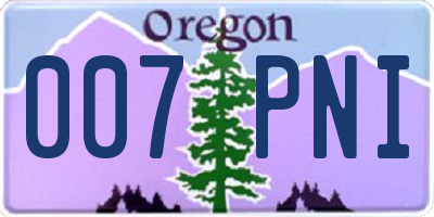 OR license plate 007PNI