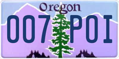 OR license plate 007POI