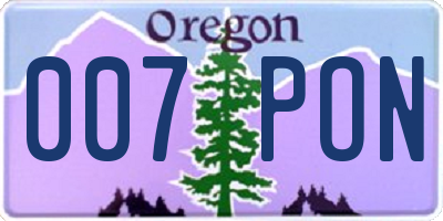 OR license plate 007PON