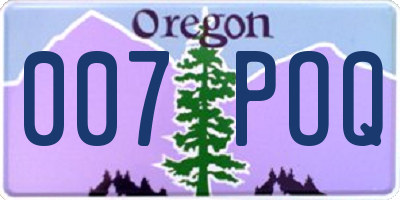 OR license plate 007POQ