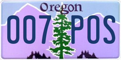 OR license plate 007POS