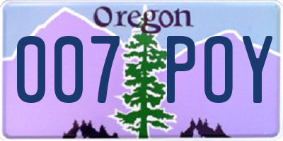 OR license plate 007POY