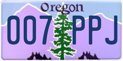 OR license plate 007PPJ