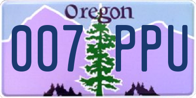 OR license plate 007PPU