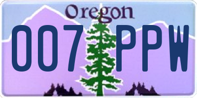 OR license plate 007PPW