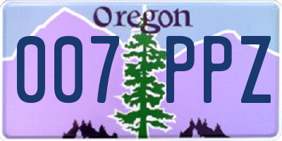 OR license plate 007PPZ