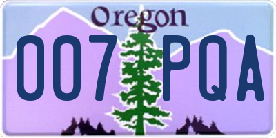 OR license plate 007PQA