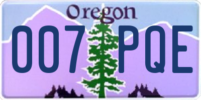 OR license plate 007PQE