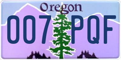 OR license plate 007PQF