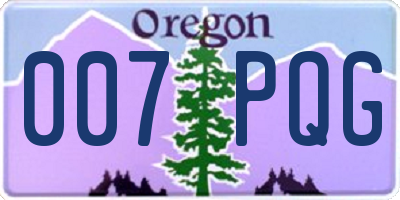 OR license plate 007PQG