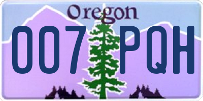 OR license plate 007PQH