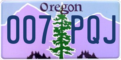 OR license plate 007PQJ