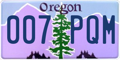 OR license plate 007PQM