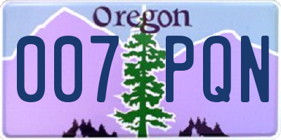 OR license plate 007PQN